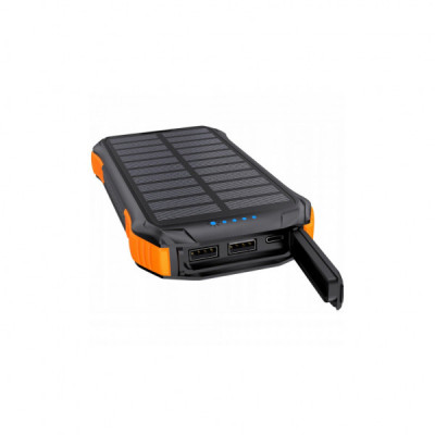 Батарея універсальна Choetech 10000mAh 10W 2USB-A+USB-C,solar panel Black-Orange (B658-OR)