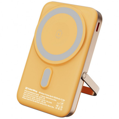 Батарея універсальна ColorWay 10 000 mAh PD/22.5W, 15W MagSafe & Watch Wireless Amber (CW-PB100LPA2Y-WPDD)