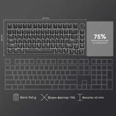 Клавіатура Ajazz AK820 Red Switch USB-C UA Black (AK820-R-B)