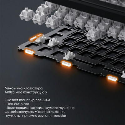 Клавіатура Ajazz AK820 Red Switch USB-C UA Black (AK820-R-B)