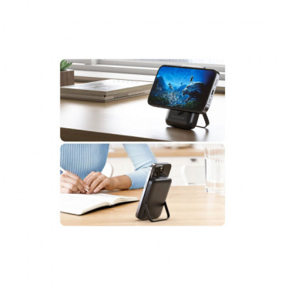 Батарея універсальна Choetech Magnetic Wireless 10000mAh 20W, PD, Qi-15W, USB-C In/Out, with holder, Black (B743-CCBK)