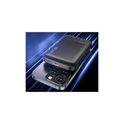 Батарея універсальна Choetech Magnetic Wireless 10000mAh 20W, PD, Qi-15W, USB-C In/Out, with holder, Black (B743-CCBK)