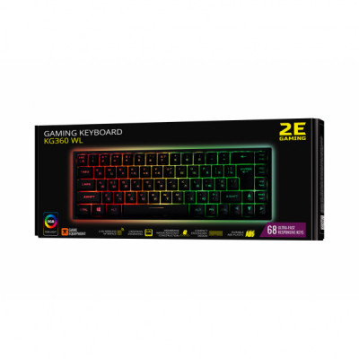 Клавіатура 2E GAMING KG360 RGB 68key Wireless Black (2E-KG360UBK)