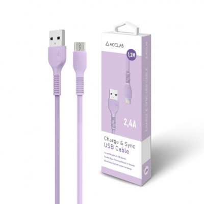 Дата кабель USB 2.0 AM to Micro 5P 1.2m AL-CBCOLOR-M1PP Purple ACCLAB (1283126518126)