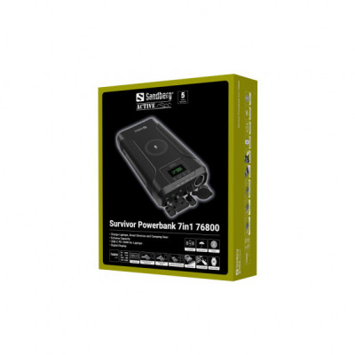 Батарея універсальна Sandberg 76800mAh Survivor 7in1 DC/91W, PD/100W, Cigar Lighter/120W, QI-15W, power-through (421-15)