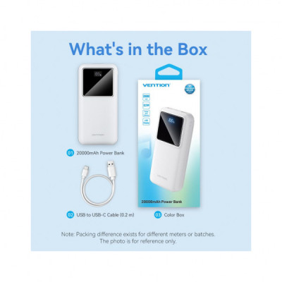 Батарея універсальна Vention 20000 mAh 22.5W Black LED Display Type (FHLB0)