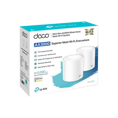 Точка доступу Wi-Fi TP-Link DECO X60 2PK AX3000 1xGE LAN 1xGE WAN MU-MIMO OFDMA MESH (DECO-X60-2-PACK)