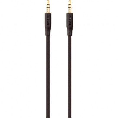 Кабель мультимедійний jack 3.5mm - M/M, portable, 2m, black/gold Belkin (F3Y117BT2M)