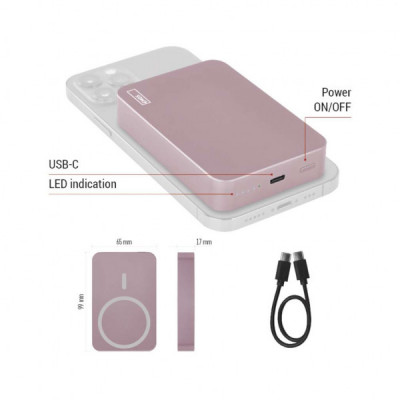 Батарея універсальна EMOS 10000mAh WI1046, 20W, Wireless, salmon (B0551S)