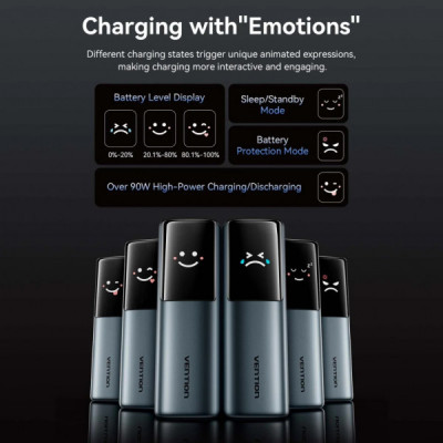 Батарея універсальна Vention 27000 mAh 200W Gray TFT Display Type (FKGH0)