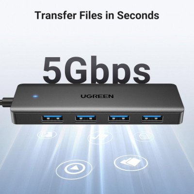 Концентратор Ugreen USB 3.0 to 4хUSB 3.0 1.0m Space Gray CM219 (35574)
