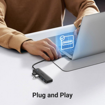 Концентратор Ugreen USB 3.0 to 4хUSB 3.0 1.0m Space Gray CM219 (35574)