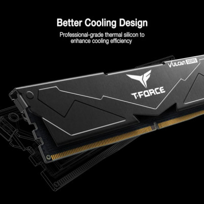 Модуль пам'яті для комп'ютера DDR5 32GB (2x16GB) 6000 MHz T-Force Vulcan Black Team (FLBD532G6000HC38JDC01)