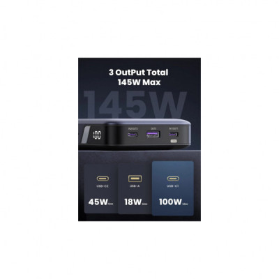 Батарея універсальна Ugreen 25000mAh 145W PD/3.0, QC/3.0, наскр. живл. 65Вт (PB205) (90597A)