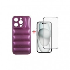 Чохол до мобільного телефона Dengos iPhone 15 Pro Case + Glass (Purple) (DG-KM-81)