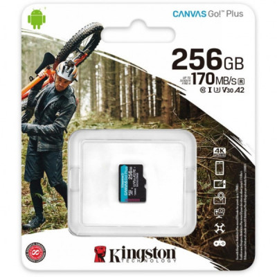 Карта пам'яті Kingston 256GB microSDXC class 10 A2 U3 V30 Canvas Go Plus (SDCG3/256GBSP)