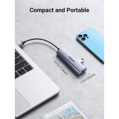 Концентратор Ugreen USB 3.0 to 3xUSB 3.0/RJ45/Micro USB CM266 Gray (60812)