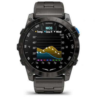 Смарт-годинник Garmin D2 Mach 2, 47mm, Saph, Bare Ti/Blk w/LthrBd, GPS (010-02904-31)
