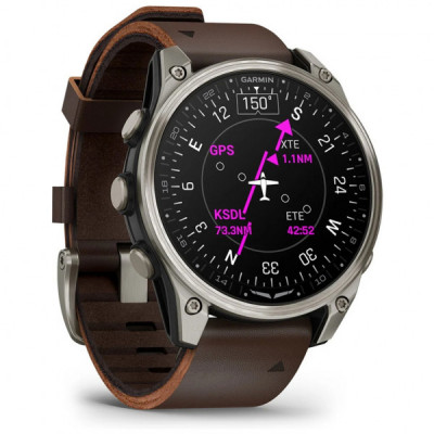 Смарт-годинник Garmin D2 Mach 2, 47mm, Saph, Bare Ti/Blk w/LthrBd, GPS (010-02904-31)