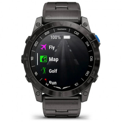 Смарт-годинник Garmin D2 Mach 2, 47mm, Saph, Bare Ti/Blk w/LthrBd, GPS (010-02904-31)