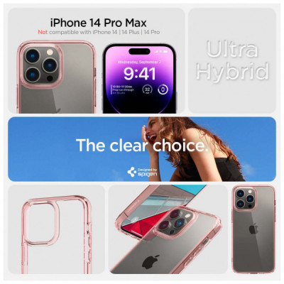 Чохол до мобільного телефона Spigen Apple iPhone 14 Pro Max Ultra Hybrid, Rose Crystal (ACS04818)