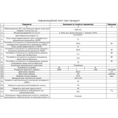 Телевізор Bravis 32L5000H