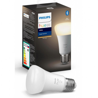 Розумна лампочка Philips Hue Single Bulb E27, White, BT, DIM (929001821618)