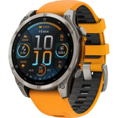 Смарт-годинник Garmin fenix 8 47mm, AMOLED, Saph, Ti/Bare/Grpht, SparkOrg/GrphtBd, (010-02904-11)