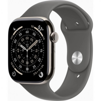 Смарт-годинник Apple Watch Series 11 GPS + Cellular 46mm Natural Titanium Case with Stone Grey Sport Band - M/L (MFCX4RK/A)