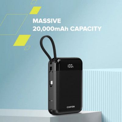 Батарея універсальна Canyon 20000mAh OnPower 204 PD/20W Built-in Lightning Cable (CNS-CPB204B) Батарея універсальна Canyon 20000mAh OnPower 204 PD/20W Built-in Lightning Cable (CNS-CPB204B)