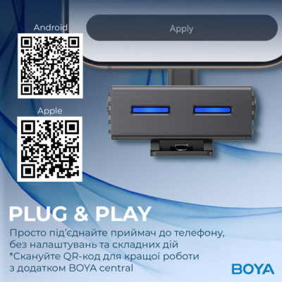 Мікрофон Boya LINK 3-01 Type-C/TRS/Lightning Black (LINK 3-01) Мікрофон Boya LINK 3-01 Type-C/TRS/Lightning Black (LINK 3-01)