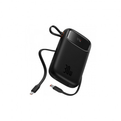 Батарея універсальна Baseus 10000mAh Qpow 2 30W PD/3.0, QC/3.0, w/built-in USB-C cable, Black (P10055008113)