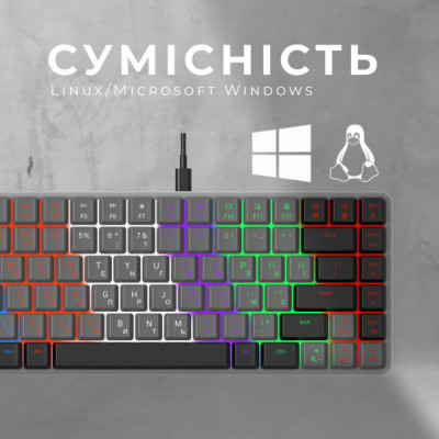 Клавіатура GamePro MK140R Red Swich Low Profile USB Dark Gray (MK140R)