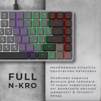 Клавіатура GamePro MK140R Red Swich Low Profile USB Dark Gray (MK140R)