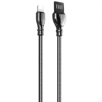 Дата кабель USB 2.0 AM to Lightning 1.0m metal spring black ColorWay (CW-CBUL013-BK)