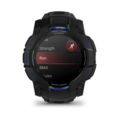 Смарт-годинник Garmin Instinct 3, 50mm, AMOLED, Black with Bolt Blue Accents, GPS смарт-годинник (010-03020-03)