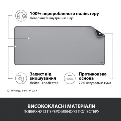 Килимок для мишки Logitech Desk Mat Studio Series Mid Grey (956-000052)