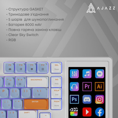 Клавіатура Ajazz AKP815 RGB Red Switch USB UA White/Blue (AKP815-R-WBO)