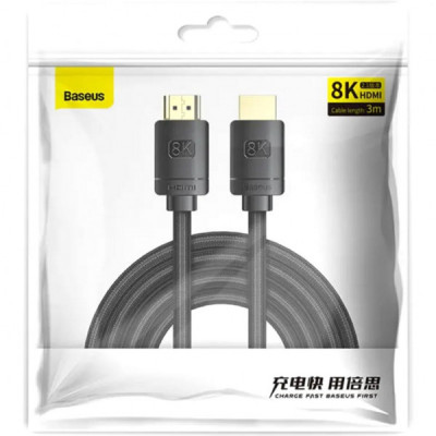 Кабель мультимедійний HDMI to HDMI 1.0m V2.1 Baseus (WKGQ000001)