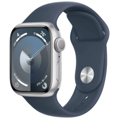 Смарт-годинник Apple Watch Series 9 GPS 45mm Silver Aluminium Case with Storm Blue Sport Band - S/M (MR9D3QP/A)