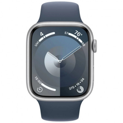 Смарт-годинник Apple Watch Series 9 GPS 45mm Silver Aluminium Case with Storm Blue Sport Band - S/M (MR9D3QP/A)