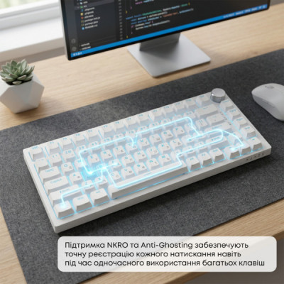 Клавіатура Ajazz AK820 Red Switch USB-C UA White (AK820-R-W)