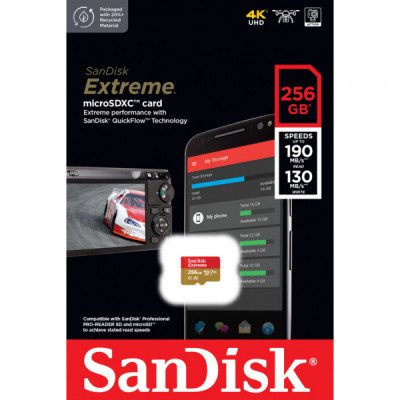 Карта пам'яті SanDisk 256GB microSD class 10 UHS-I U3 Extreme (SDSQXAV-256G-GN6MN)