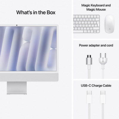 Комп'ютер Apple 24" iMac Retina 4.5K / Apple M4 (8-c/CPU, 8-c/GPU), 16, 256, Silver (MWUC3UA/A)