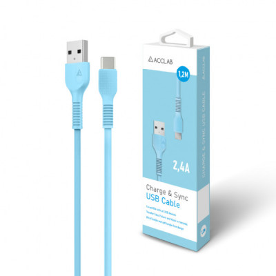 Дата кабель USB 2.0 AM to Type-C 1.2m AL-CBCOLOR-T1BL Blue ACCLAB (1283126518249)