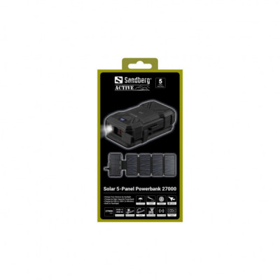 Батарея універсальна Sandberg 27000mAh Solar 5-Panel 8W, PD/20W, IP54, Flashlight, wireless charging 15W (421-06) Батарея універсальна Sandberg 27000mAh Solar 5-Panel 8W, PD/20W, IP54, Flashlight, wireless charging 15W (421-06)