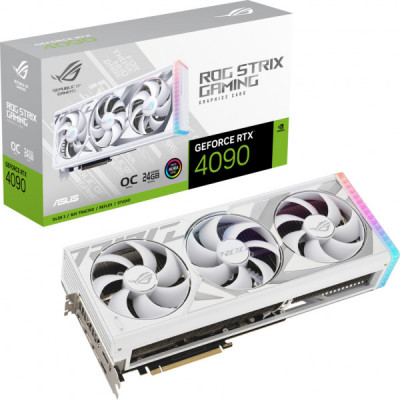 Відеокарта ASUS GeForce RTX4090 24GB ROG STRIX WHITE OC (ROG-STRIX-RTX4090-O24G-WHITE)