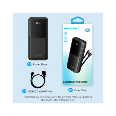 Батарея універсальна Vention 20000 mAh 22.5W with Built-in USB-C and Lightning Cables (FHPB0)
