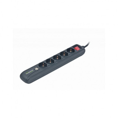 Мережевий фільтр живлення EnerGenie SPG5-U2-5 Power strip with USB charger, 5 sockets, (SPG5-U2-5)