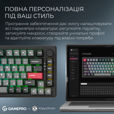Клавіатура GamePro Asgard Yord Wireless/Bluetooth/USB UA Black (MK266BK)